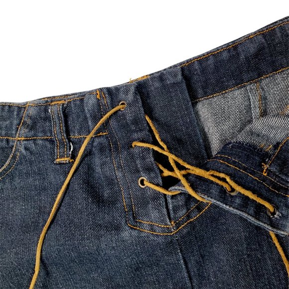 CLIO Dark Denim Mini Skirt Size 8 Lace Front Closure Straight Great Condition! - Picture 9 of 9